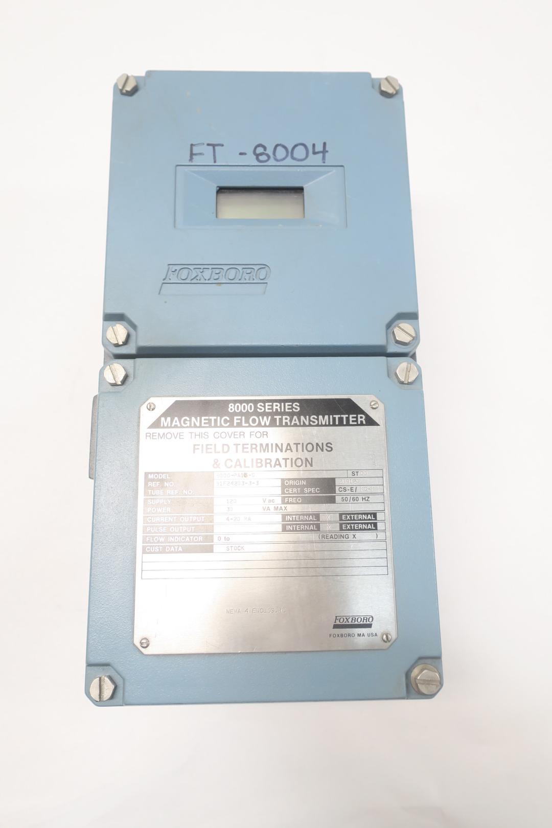 FOXBORO 8000-PA15-G MAGNETIC FLOW TRANSMITTER 120V-AC D597161