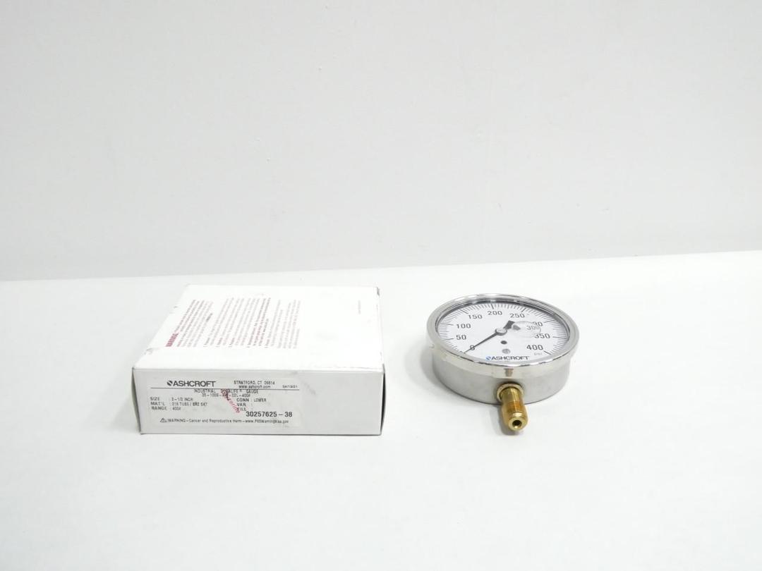 ASHCROFT 35-1009-AWL-02L-400 PRESSURE GAUGE 3-1/2IN 0-400PSI