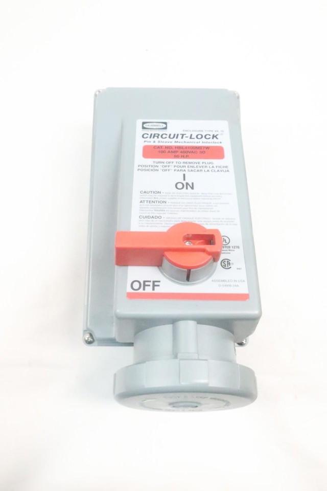 HUBBELL HBL4100MI7W CIRCUIT-LOCK RECEPTACLE 3P 4W 100A AMP 480V-AC