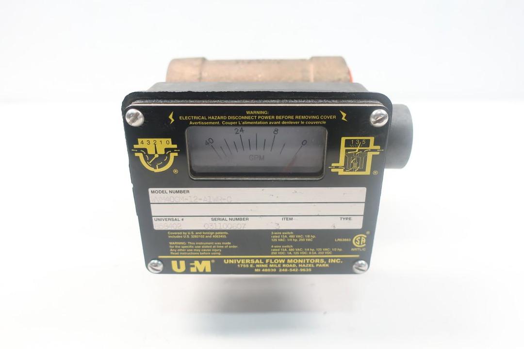 UFM WVM40GM-12-A1WR-C FLOW METER 0-40GPM 1-1/2IN NPT