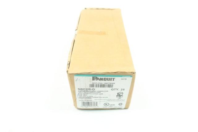 BOX OF 25 PANDUIT SBC2/0-Q COPPER SPLIT BOLT CONNECTOR 2/0-14STR