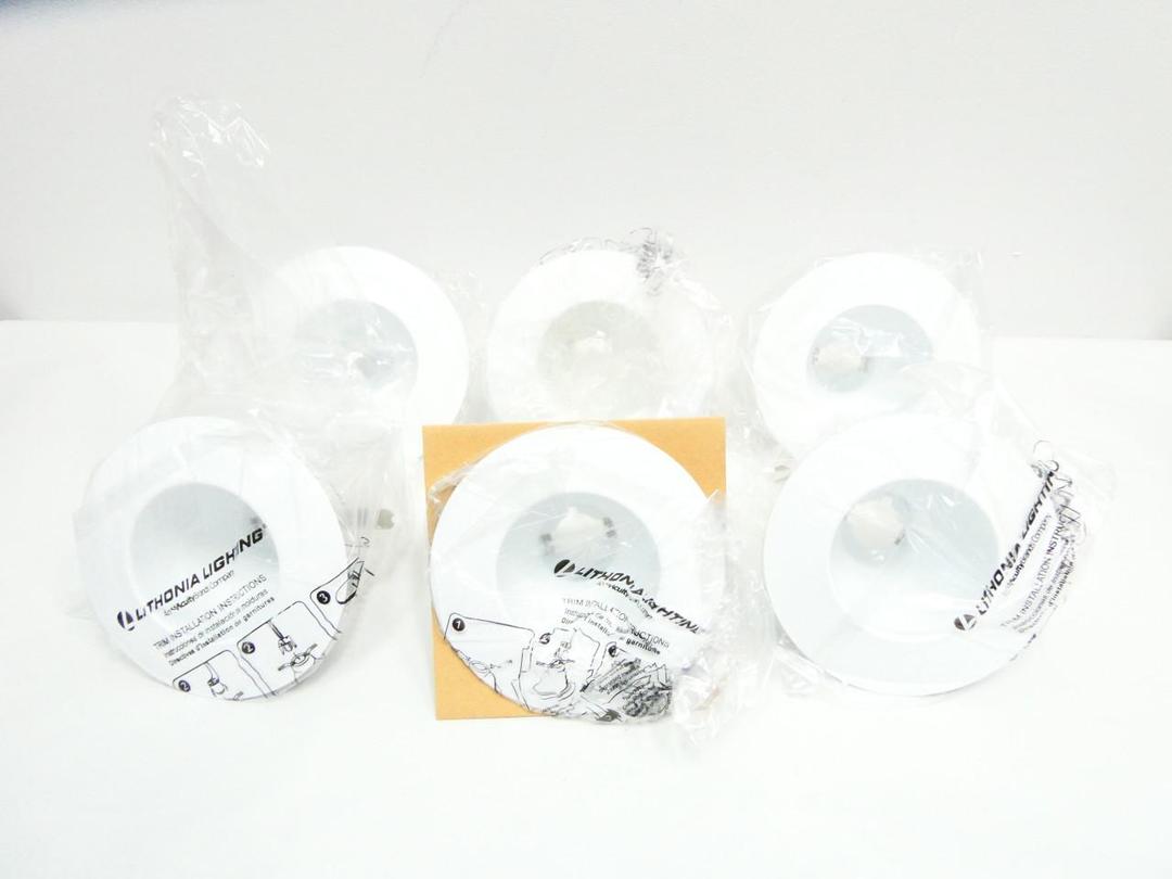 SET OF 6 LITHONIA LIGHTING CO1 6IN NICKEL OPEN SHALLOW TRIM