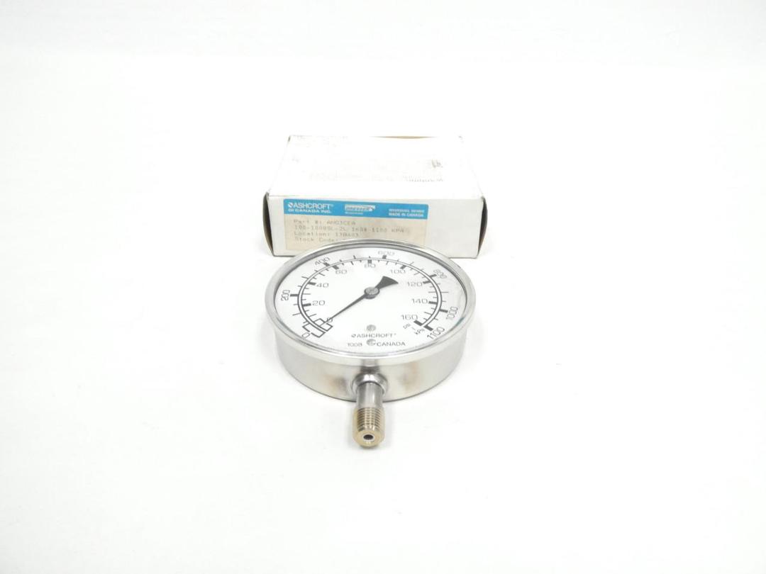 ASHCROFT 100-1008SL-2L-160# PRESSURE GAUGE 100MM 0-160PSI 1/4IN NPT