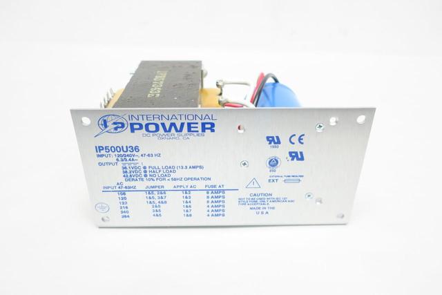 INTERNATIONAL POWER IP500U36 POWER SUPPLY 120/240V-AC 13.3A 36.1/38.2/42.8V-DC
