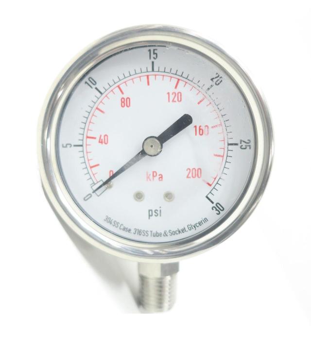 GRAINGER 4CFH2A PRESSURE GAUGE 1/4IN NPT 0-30PSI