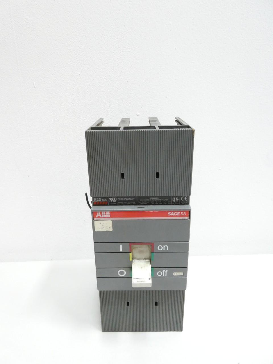 ABB S3L SACE S3 MOLDED CASE CIRCUIT BREAKER 3P 100A AMP 600V-AC/DC