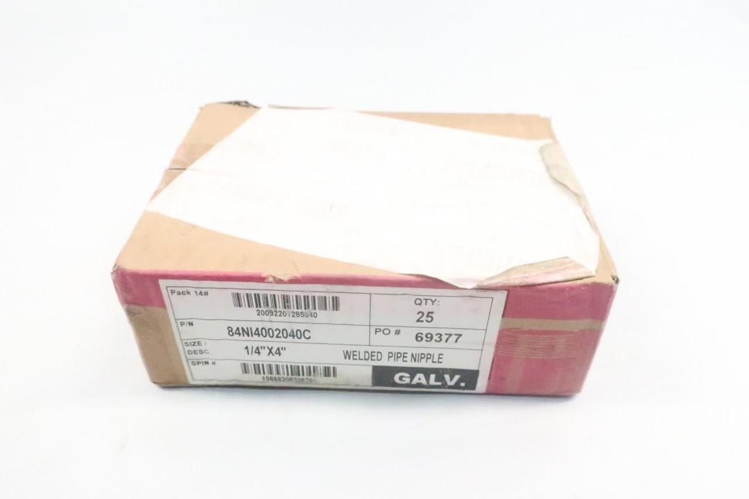 BOX OF 25 SMITH-COOPER 84NI4002040C GALVANIZED WELDED PIPE NIPPLE 1/4IN X 4IN