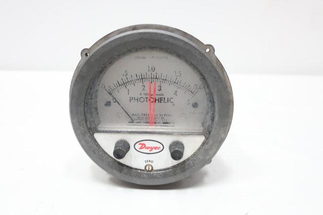 DWYER 3002 PHOTOHELIC PRESSURE SWITCH GAGE 0-2IN-H2O 120V-AC