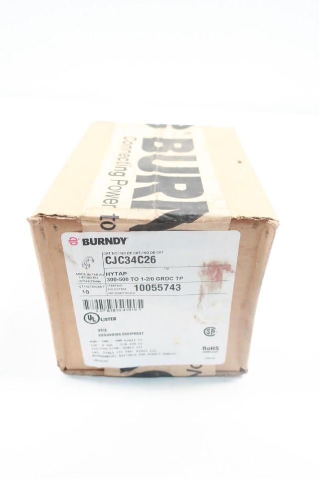 BOX OF 10 BURNDY CJC34C26 HYTAP GROUND CONNECTOR