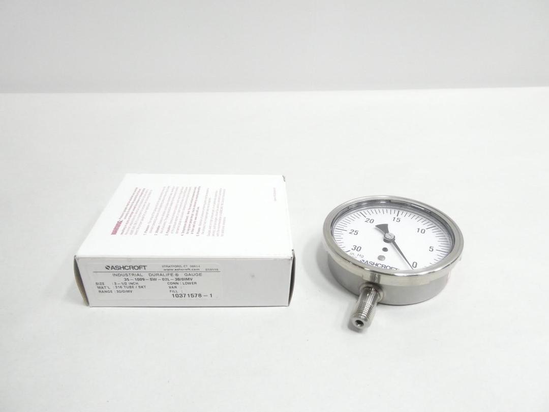 ASHCROFT 35-1009-SW-02L-30/0IMV PRESSURE GAUGE 3-1/2IN 1/4IN NPT 0-30IN-H2O