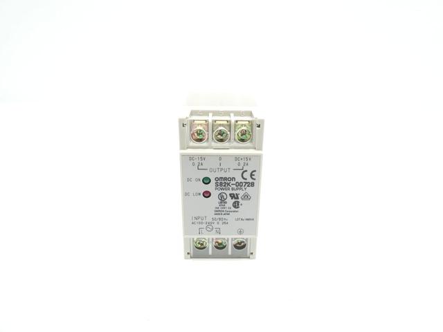 OMRON S82K-00728 POWER SUPPLY 100-240V-AC 0.2A AMP 15V-DC