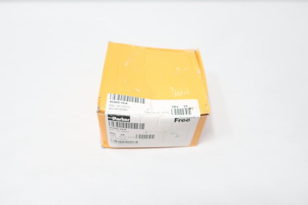 BOX OF 25 PARKER 3C582-10-6 HYDRAULIC ELBOW HOSE FITTING