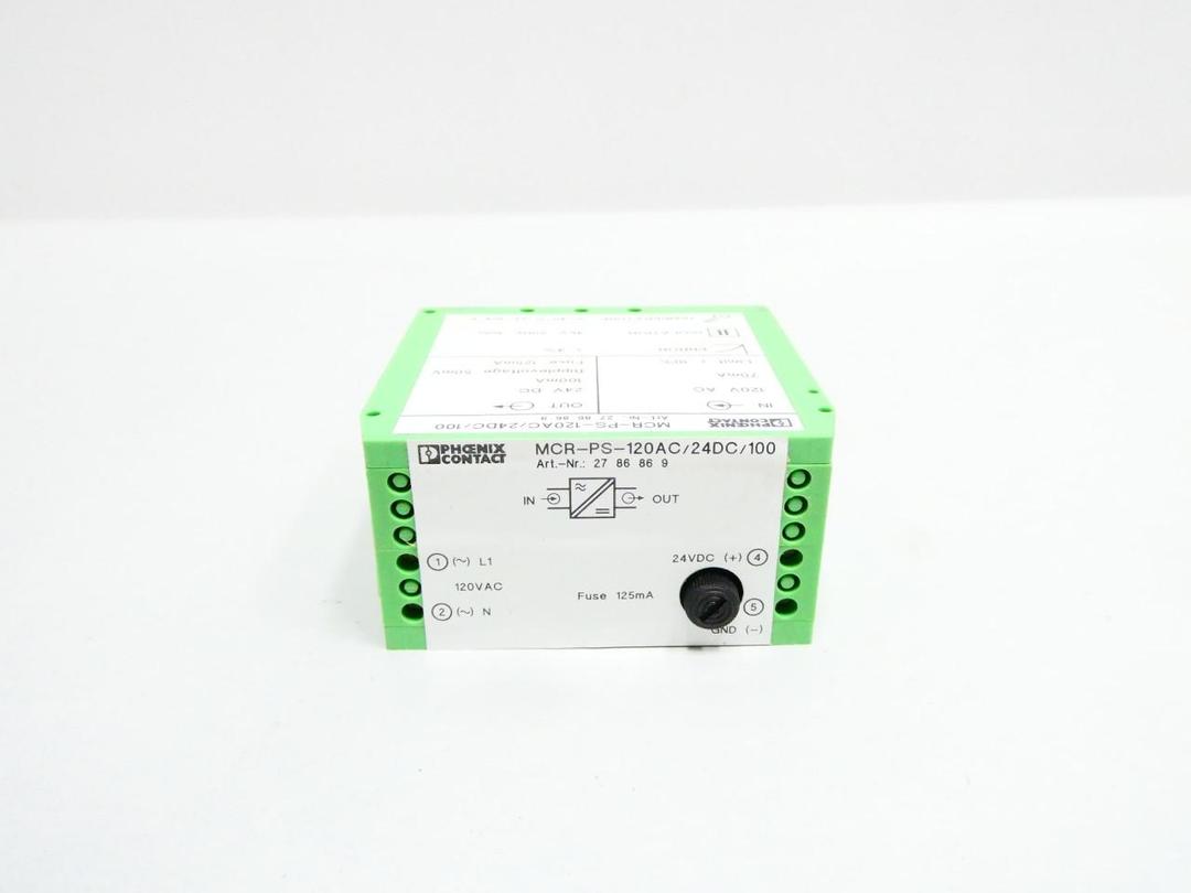 PHOENIX CONTACT MCR-PS-120AC/24DC/100 POWER SUPPLY 120V-AC 125MA 24V-DC