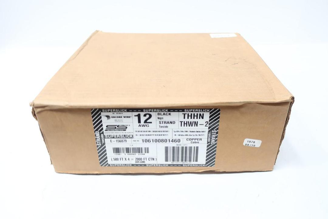 ENCORE WIRE 106100801460 SUPERSLICK BLACK COPPER WIRE 12 AWG 2000FT 600V