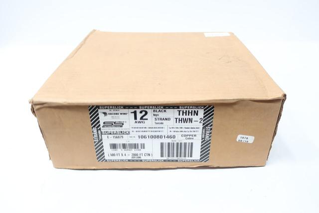 ENCORE WIRE 106100801460 SUPERSLICK BLACK COPPER WIRE 12 AWG 2000FT 600V