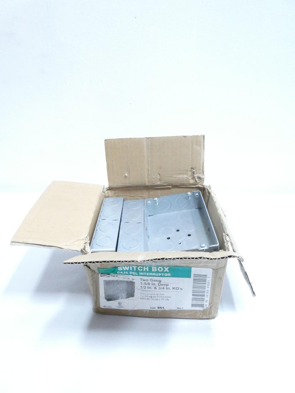 BOX OF 5 HUBBELL 951 TWO GANG SWITCH BOX 1-5/8IN DEEP