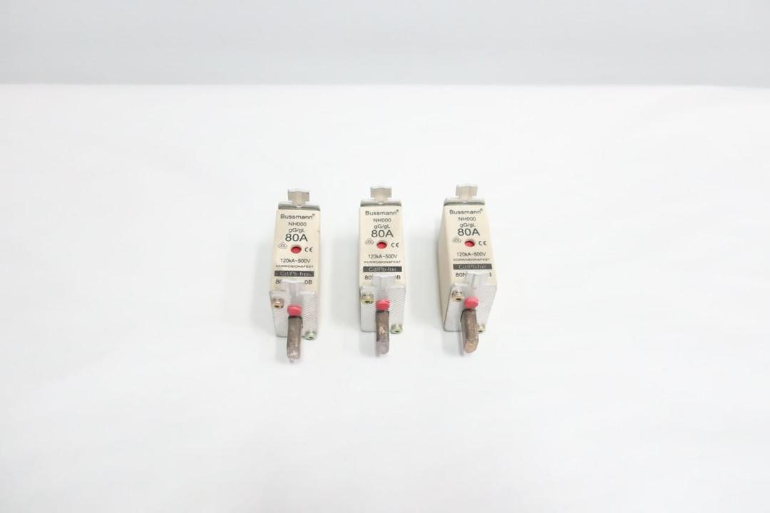 COOPER BUSSMANN 80NHG000B BOX OF 3 BLADE FUSE 80A 500V-AC