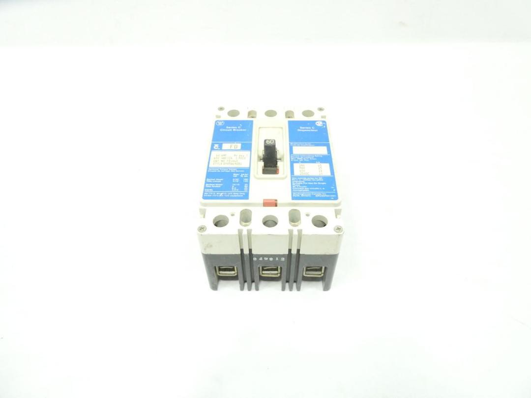 WESTINGHOUSE FD3060 MOLDED CASE CIRCUIT BREAKER 3P 60A 600V-AC