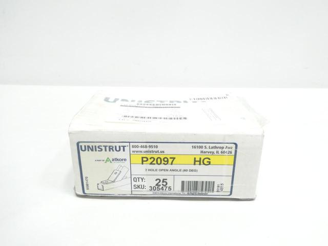 BOX OF 25 UNISTRUT P2097 HG 2 HOLE OPEN ANGLE 60DEG FITTING