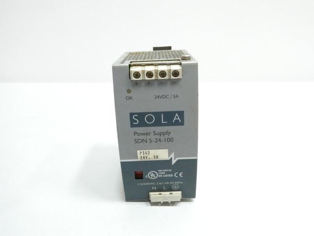 SOLA SDN 5-24-100 POWER SUPPLY 115/230V-AC 5A AMP 24V-DC