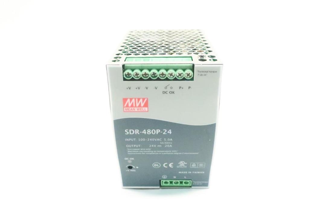 MEAN WELL SDR-480P-24 POWER SUPPLY 100-240V-AC 20A AMP 24V-DC