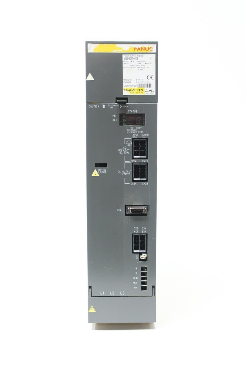 FANUC A06B-6077-H106 POWER SUPPLY MODULE 200-230V-AC 283-325V-DC 6.8KW