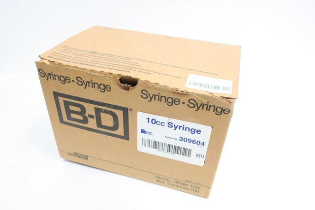 BOX OF 100 BECTON DICKINSON 309604 LUER-LOK SYRINGE 10CC