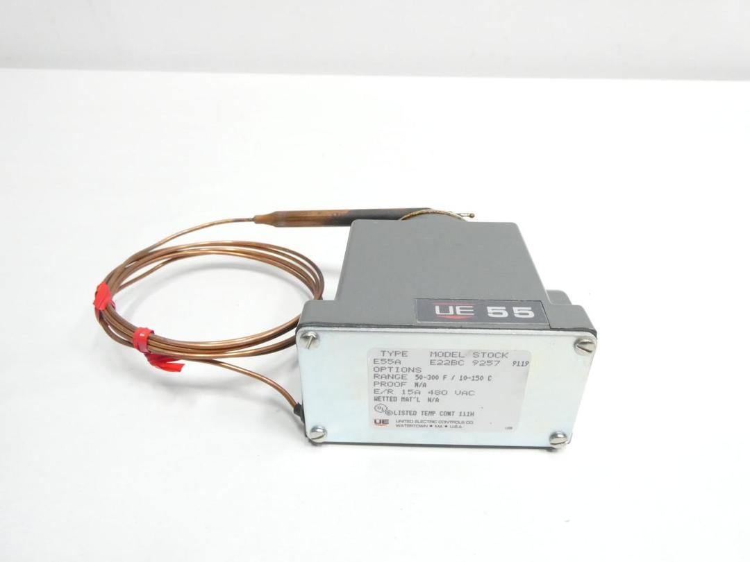 UE UNITED ELECTRIC E55A E22BC TEMPERATURE SWITCH 50-300F 480V-AC