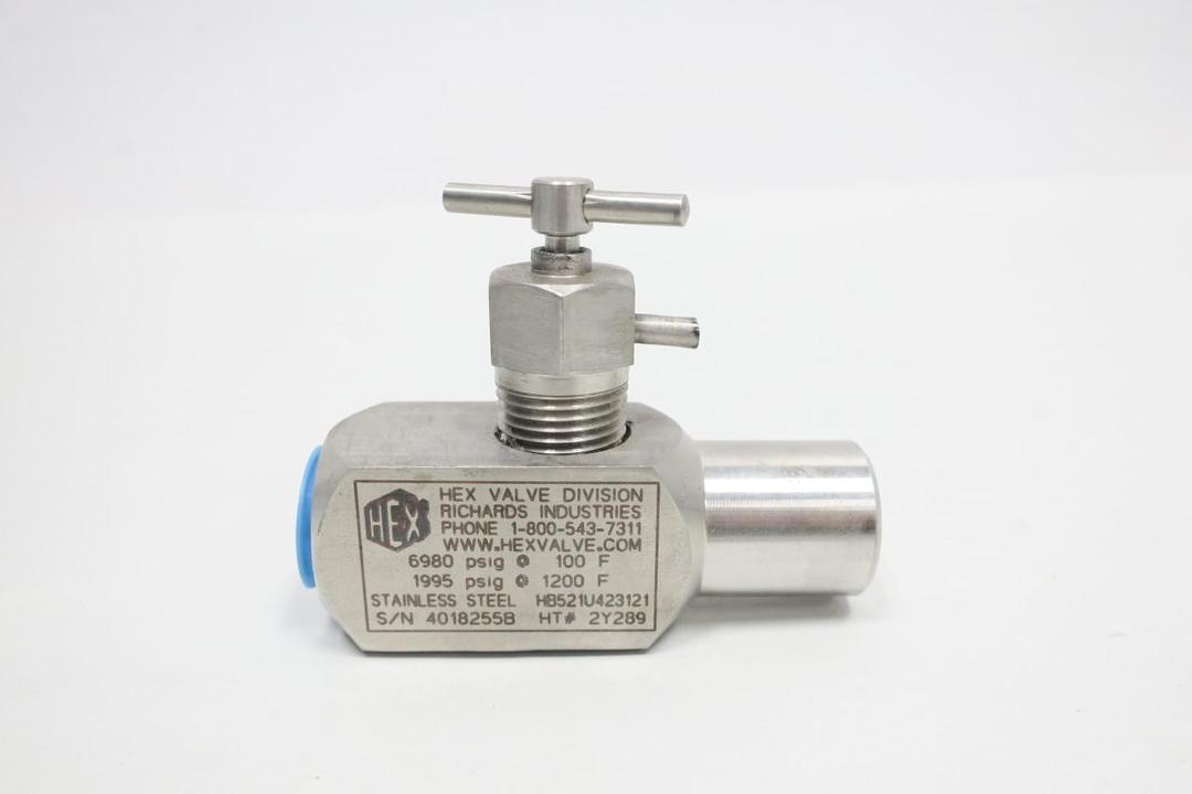 HEX VALVE HB521U423121 MANUAL STAINLESS NEEDLE VALVE 6980PSI 1/2IN NPT