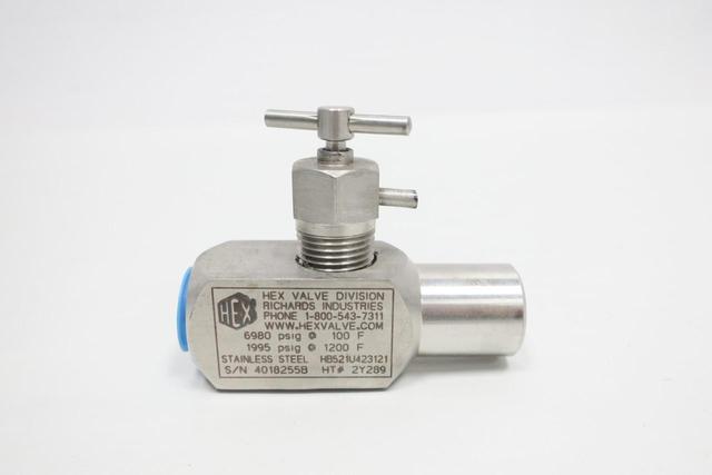 HEX VALVE HB521U423121 MANUAL STAINLESS NEEDLE VALVE 6980PSI 1/2IN NPT