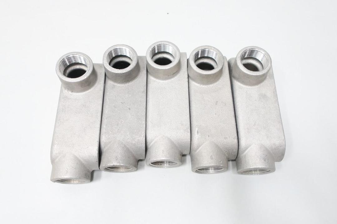 BOX OF 5 APPLETON APP LR39 FM9 UNILET ALUMINUM CONDUIT OUTLET BODY LR 1IN