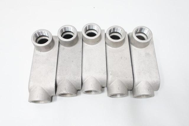BOX OF 5 APPLETON APP LR39 FM9 UNILET ALUMINUM CONDUIT OUTLET BODY LR 1IN
