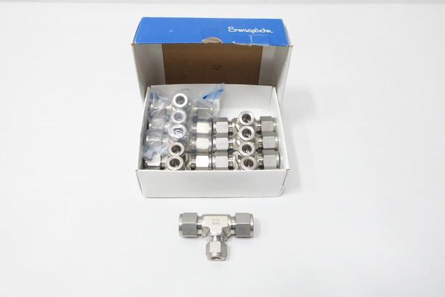 BOX OF 10 SWAGELOK SS-810-3-8-6 STAINLESS TEE 1/2IN TUBE 1/2IN TUBE 3/8IN TUBE