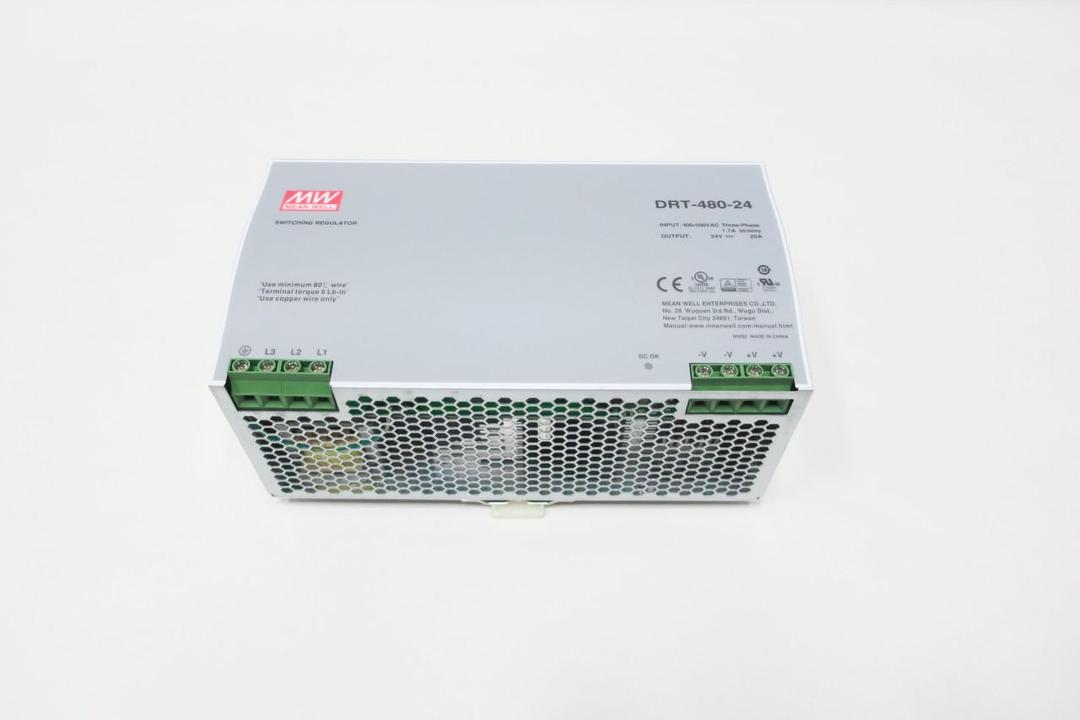 MEAN WELL DRT-480-24 AC TO DC POWER SUPPLY 400-500V-AC 20A AMP 24V-DC