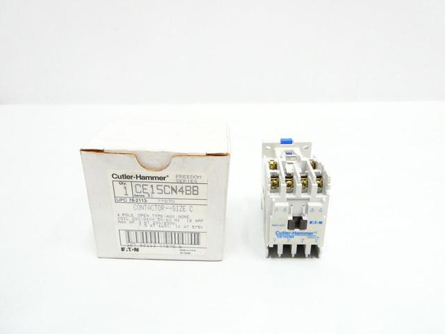 CUTLER HAMMER CE15CN4BB FREEDOM SERIES AC CONTACTOR 220-240V-AC 12A AMP 7.5HP