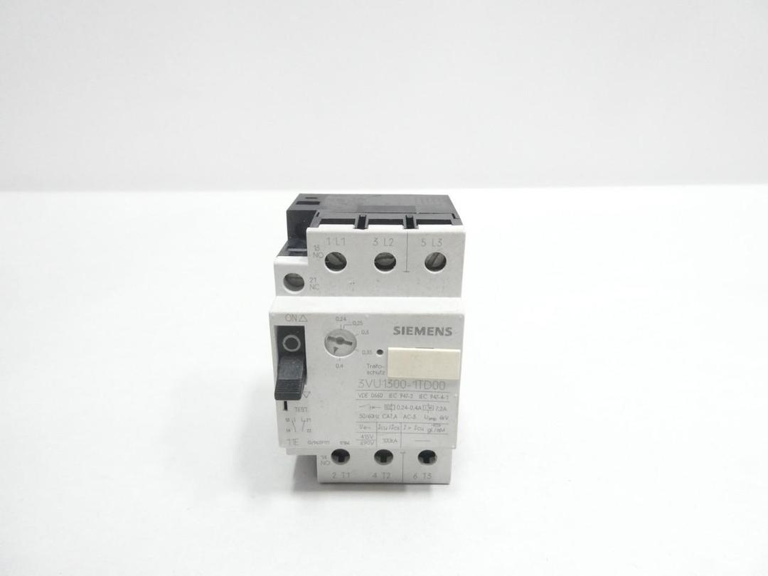 SIEMENS 3VU1300-1TD00 MANUAL STARTER 0.24-0.4A AMP 18HP