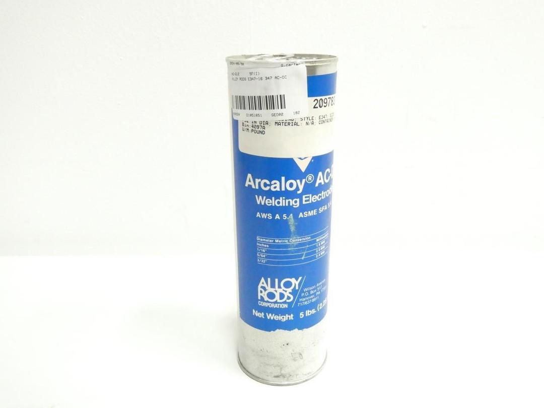 ALLOY RODS 5A925P01L1 ARCALOY AC-DC E347-16 347 ELECTRODE 3/32IN 8IN 5LB