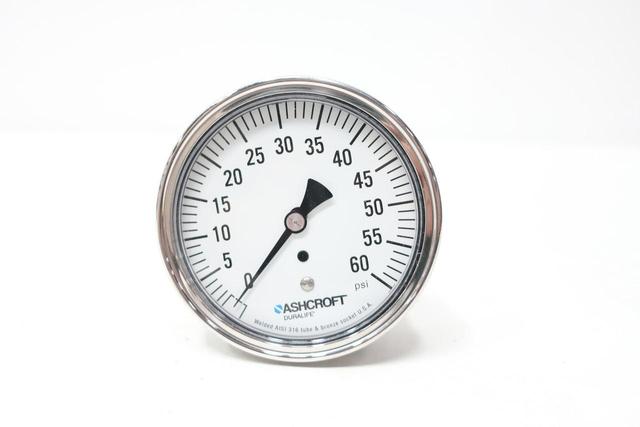 ASHCROFT 35-1009-AW-02B-60# PRESSURE GAUGE 3-1/2IN 1/4IN NPT 0-60PSI