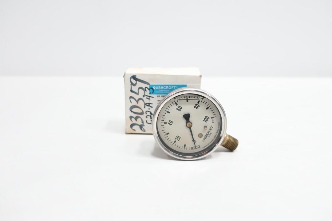 ASHCROFT 63-1008-AL-02L-100 PRESSURE GAUGE 63MM 1/4IN NPT 0-100PSI