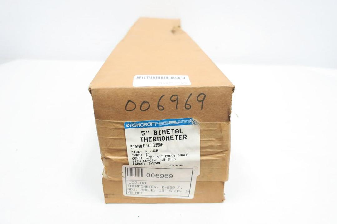 ASHCROFT 50EI60E180 BIMETAL THERMOMETER 5IN 18IN 0-250C 1/2IN NPT