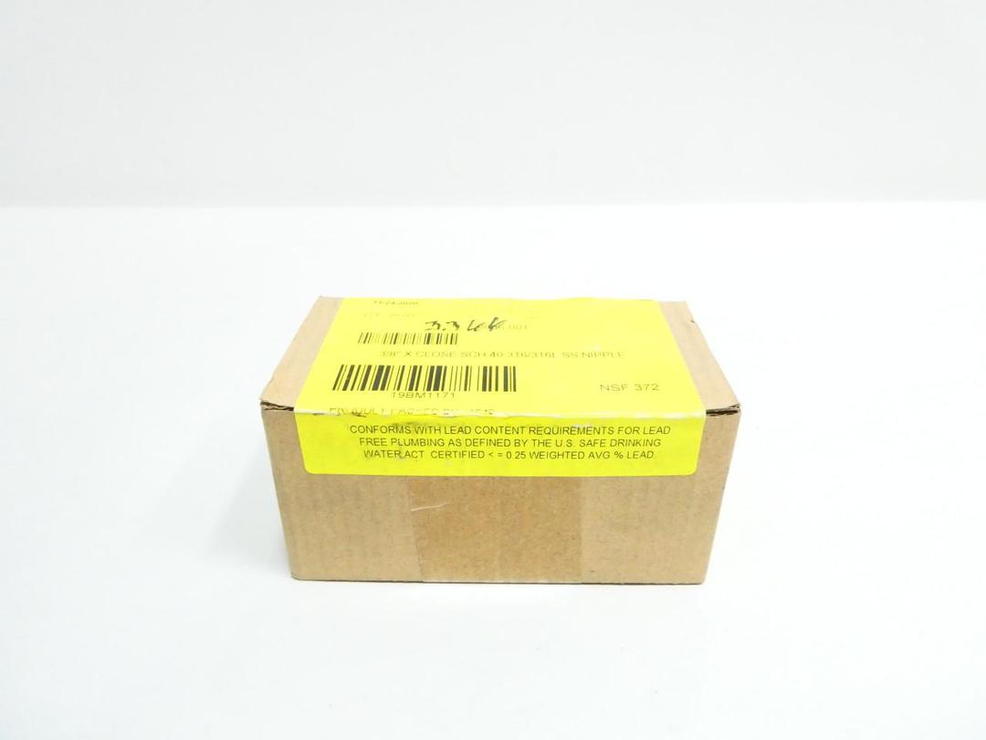 BOX OF 25 MERIT 6006-001 STAINLESS PIPE NIPPLE SCH 40 3/8IN