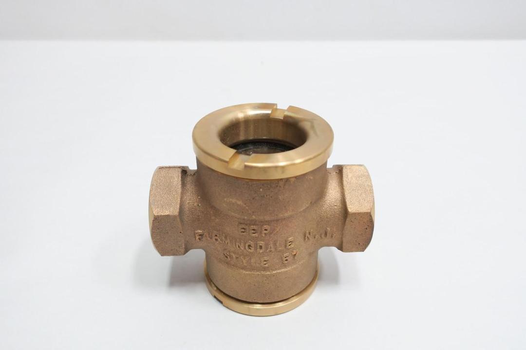 EEP STYLE 57 BRONZE THREADED GAUGE GLASS FLOW INDICATOR 3/4IN