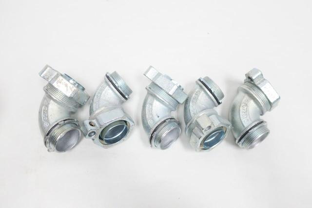 BOX OF 5 O-Z/GEDNEY 4Q-9150L 90DEG GROUNDING LIQUIDTIGHT CONNECTOR 1-1/2IN