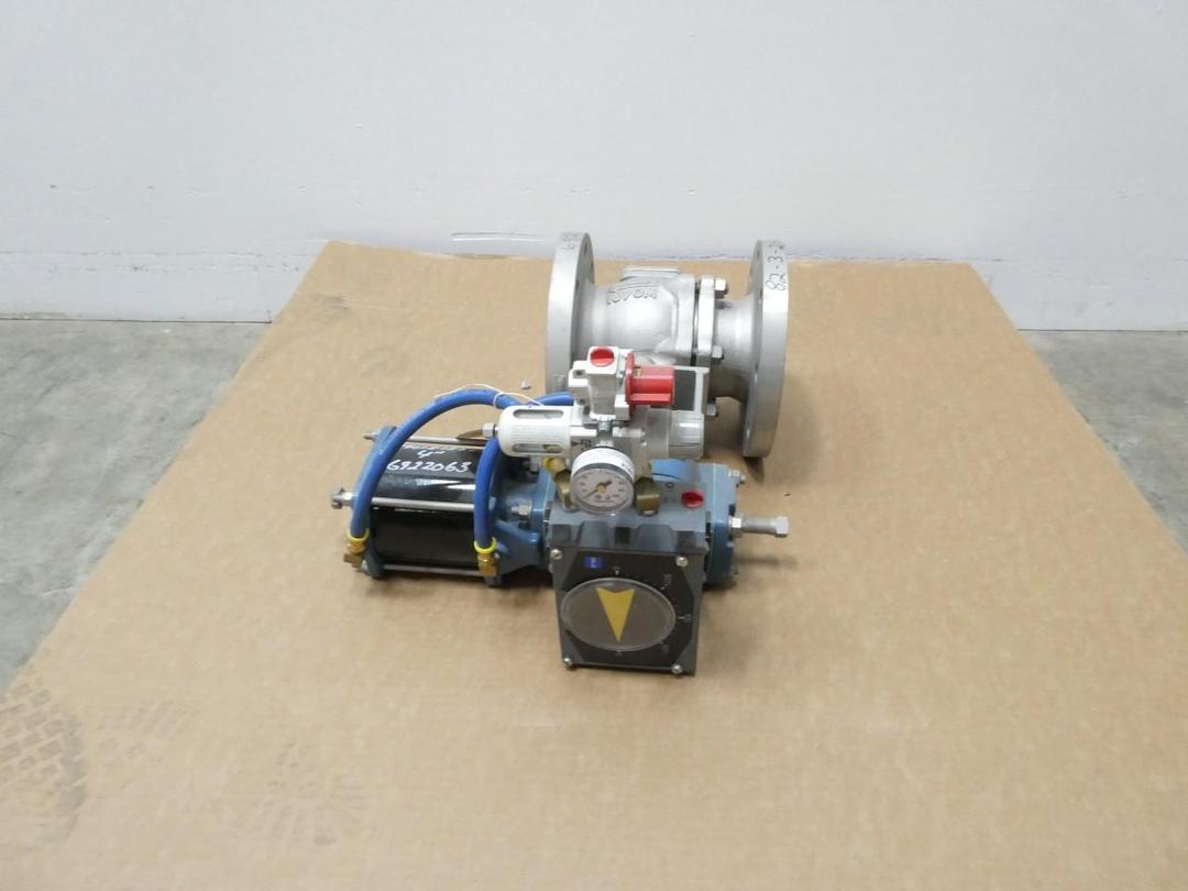 KTM V-676 BLX V100 PNEUMATIC STAINLESS FLANGED V-PORT BALL CONTROL VALVE 4IN 150