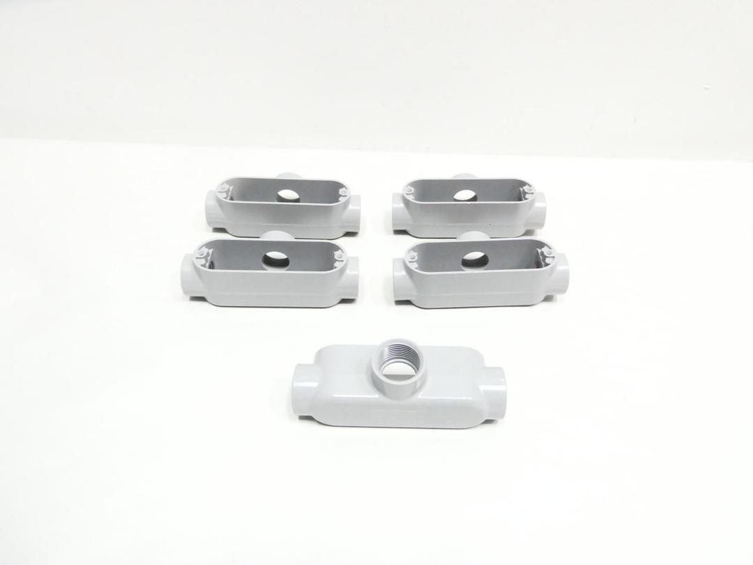 SET OF 5 CROUSE HINDS T35 ALUMINUM CONDUIT OUTLET BODY 1IN