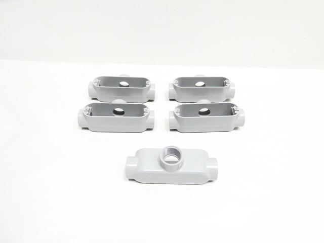 SET OF 5 CROUSE HINDS T35 ALUMINUM CONDUIT OUTLET BODY 1IN