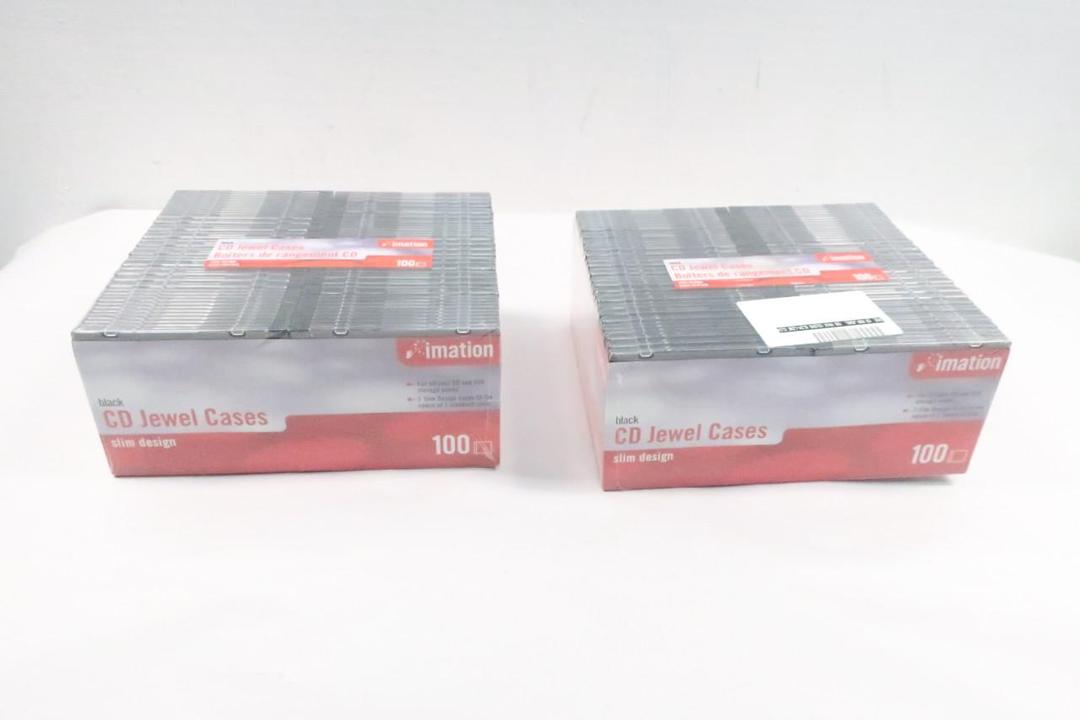 BOX OF 200 IMATION 51122 41429 SLIM DESIGN BLACK CD JEWEL CASES