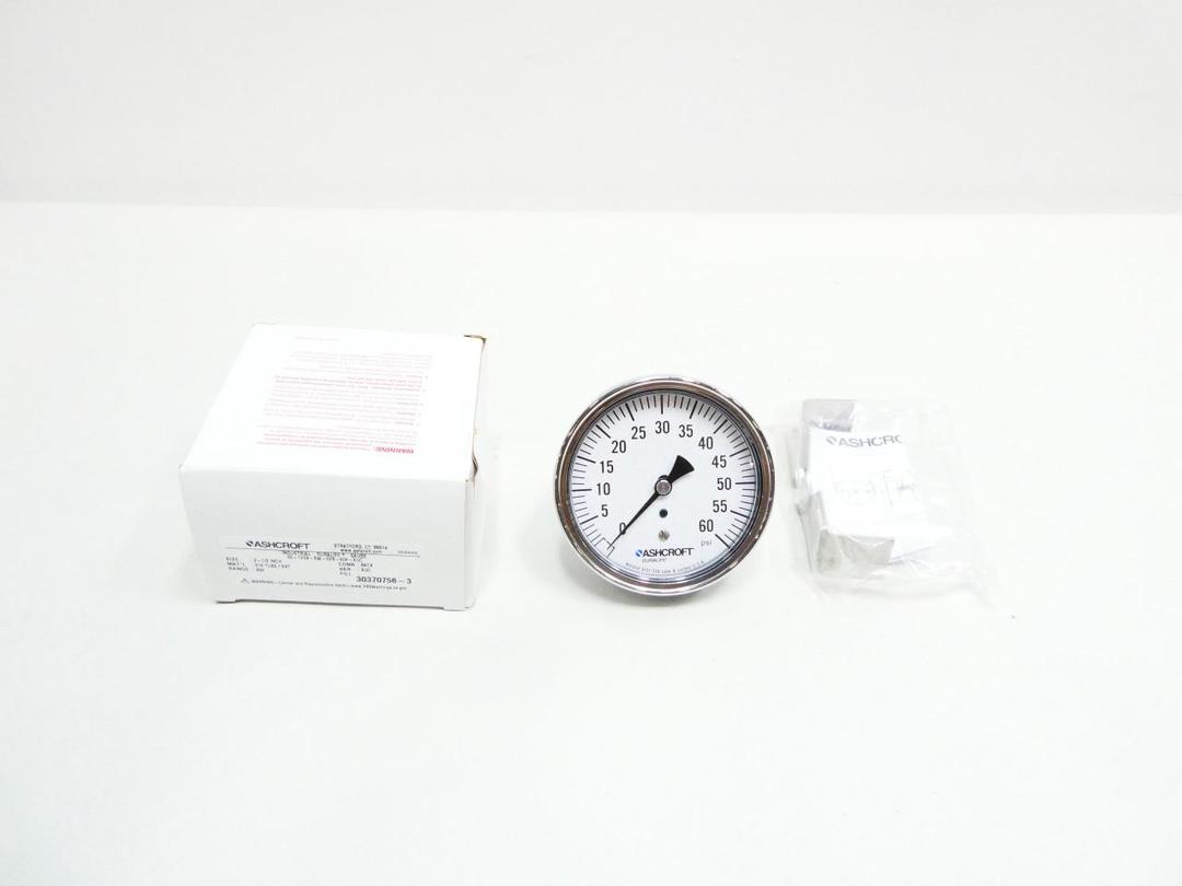 ASHCROFT 35-1009-SW-02B-60#-XUC PRESSURE GAUGE 3-1/2IN 1/4IN NPT 0-60PSI