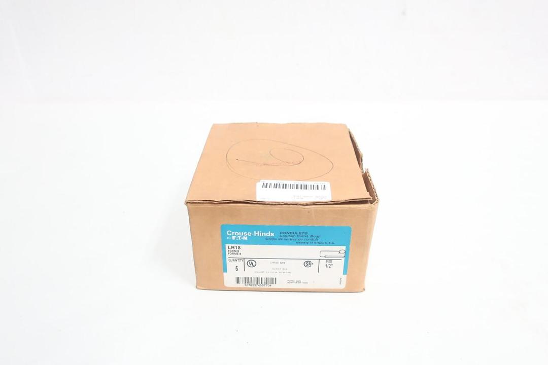 BOX OF 5 CROUSE HINDS LR18 CONDULET IRON LR CONDUIT OUTLET BODY 1/2IN