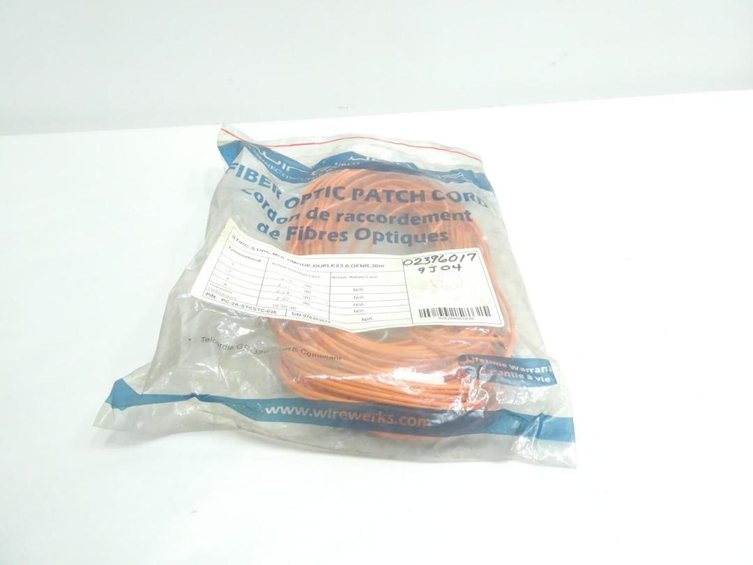 WIREWERKS PC-2A-STCSSTC-030 ST/PC MULTIMODE DUPLEX FIBER OPTIC PATCH CORD 30M
